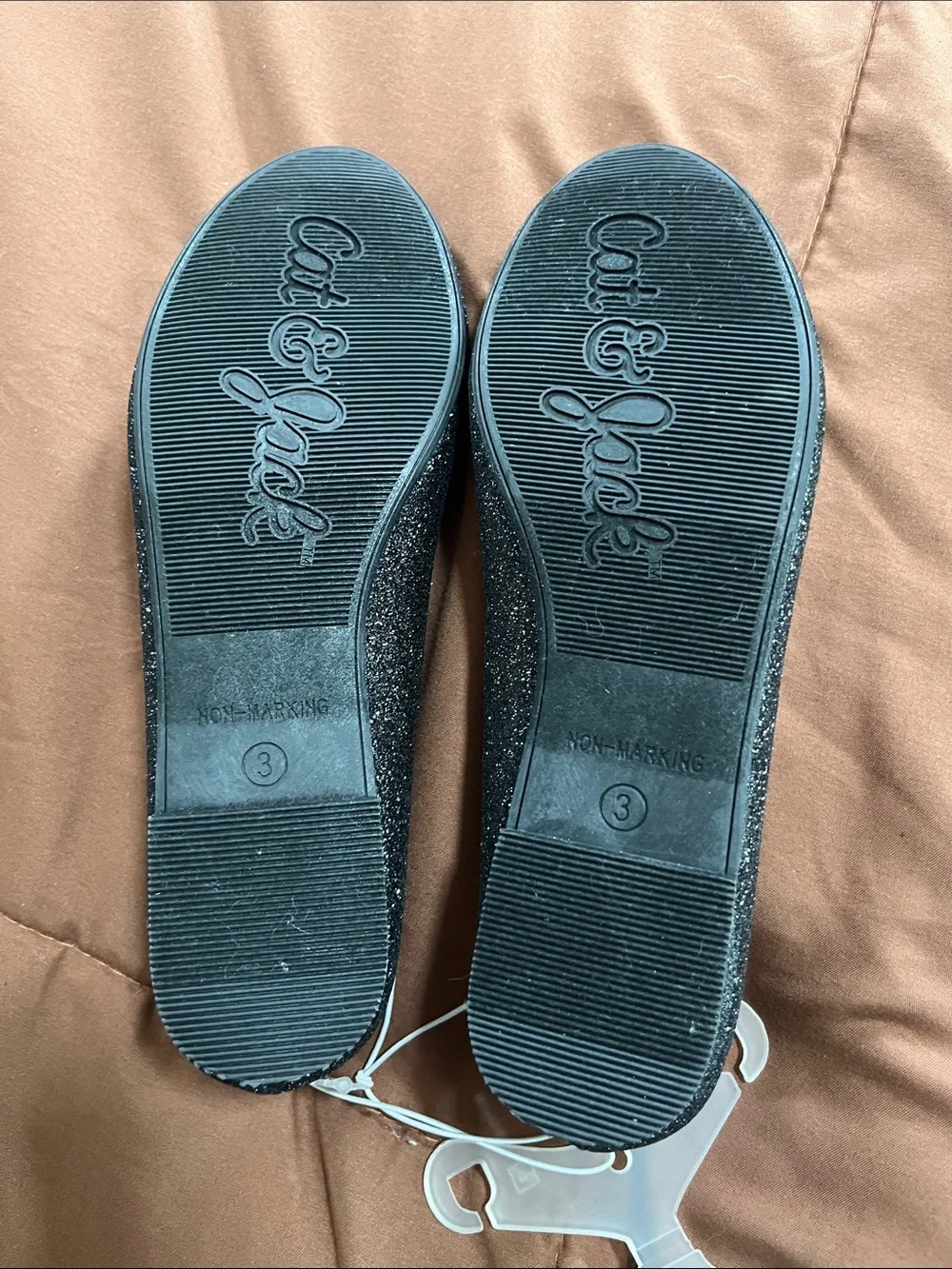 Cat & Jack Black Glitter Bow Ballet Flats
